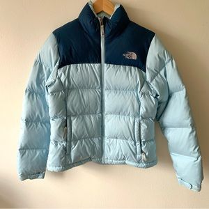 NORTH FACE Women’s blue and gray puffer coat